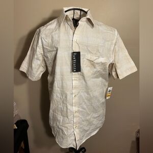 $50 NEW Mens size small cream tan casual dress shirt button up down